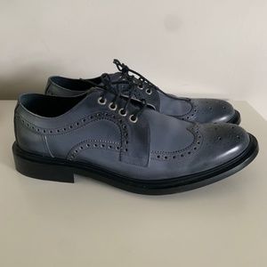 Jimmy Choo lace up wing tip ombre leather blue gray shoes